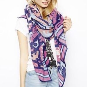 ASOS Geo-Tribal Woven Scarf - Navy